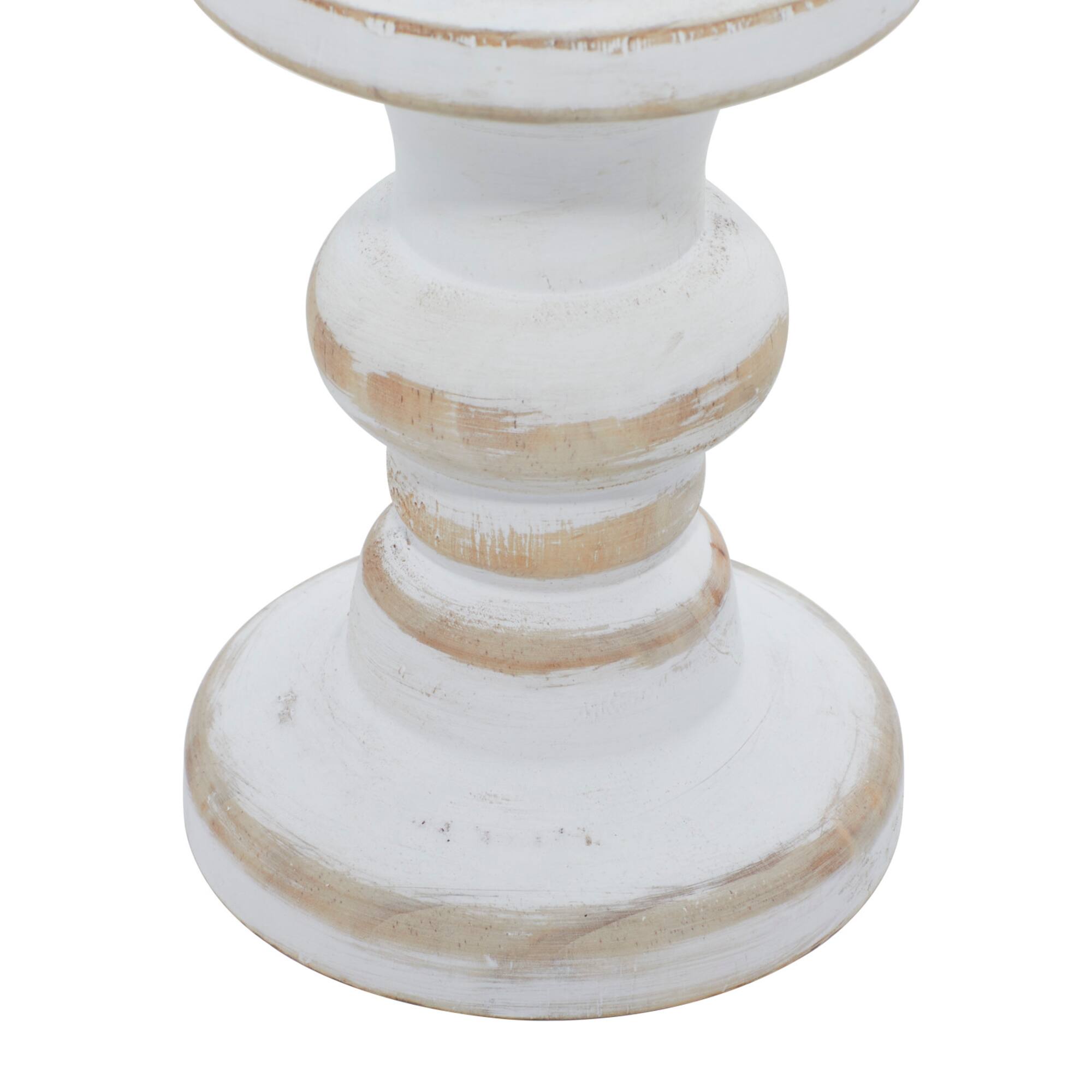 White Wood Farmhouse Candle Holder Set